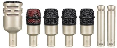 Bosiyrggrl DP7A-XLR 7-Piece Wired Dynamic Drum Microphone Mic Set Snare Cymbals Kick Percussion Instruments Reception B