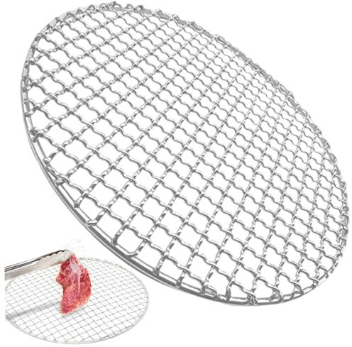 Peosaard Grilles de Gril, Grille de Gril Ronde 15 Pouces, grilles Remplacement en Acier Inoxydable, Grille à Charbon Portable Facile à Nettoyer pour Le Camping Pique-Nique en Plein air, Charbon Bois