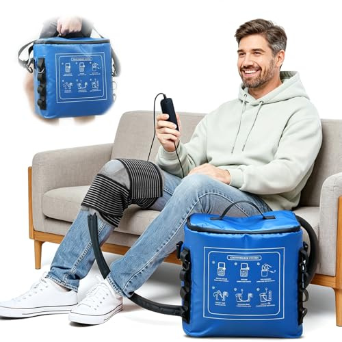 Máquina de Terapia Fría con Temporizador, Sistema Portátil de 18L para Rodilla, Hombro y Articulaciones, Circulación de Agua Fría con Banda de Compresión, para Recuperación y Reducción de Hinchazón