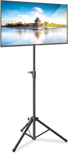 Pyle TV Floor Stand for 80cm–150cm Screens, Tall Tripod TV Stand with 360° Tilt, Adjustable Height, Foldable & Portable, Free-Standing Mount for Bedroom or Gaming, VESA 200x200.