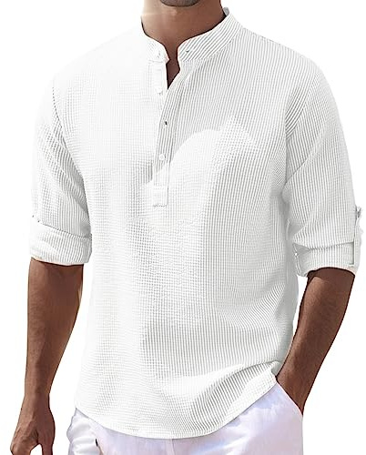 Camisas de textura para hombre camisa de verano de manga larga corte regular bolsillos en el pecho camisas de vestir informales playeras ligeras de moda camisa casual camisas camisas de manga larga
