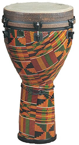 Remo World Percussion Djembe Key-Tuned – Acousticon Kessel – SKYNDEEP Fiberskyn 3 Fell – Kinte Kloth Finish – 18 x 28 – DJ-0018-PM