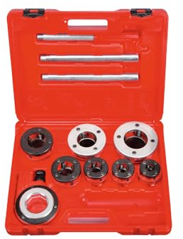 ROTHENBERGER SUPER CUT Gewindeschneiden-Set im Koffer, Ratschen-Gewindeschneidkluppe, BSPT R Gewind, 3/8-1/2-3/4-1-1-1/4 Arbeitsbereich Durchmesser | 070790X | Gewindeschneider