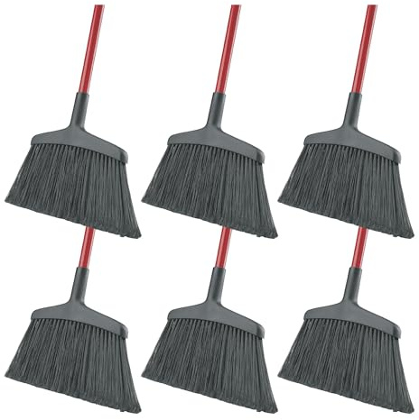 Libman Commercial 997 Wide Commercial Angle Broom, 55 Length, 15 Width, Black/Red, ‎Steel, Plastic/Synthetic Fibers, (Pack of 6)