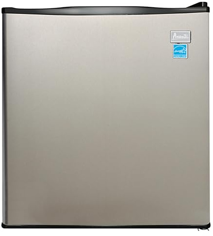Avanti Mini Fridge Compact Refrigerator for Home Office or Dorm, Features Compressor Cooling Single Door Removable Shelves Automatic Defrost and Adjustable Temp Control, 1.7-Cu.Ft, Stainless Steel