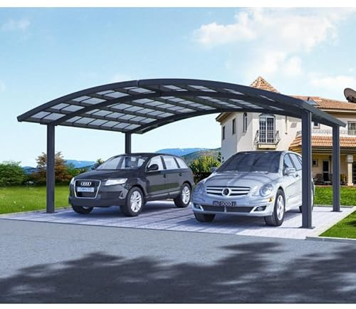X-METAL Carport Double Autoportant 30m² en Aluminium et Polycarbonate | Abri Voiture Gris Anthracite avec Gouttières Intégrées | Résistant aux Intempéries et Anti-UV | Dimensions 600x500cm