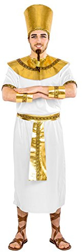 dressforfun tectake Herrenkostüm König Pharao | Bequemes Gewand, mit Bordüre an den Ärmeln | inkl. Armstulpen, Kopfbedeckung, Bindegürtel & Kragen (M | Nr. 300351)