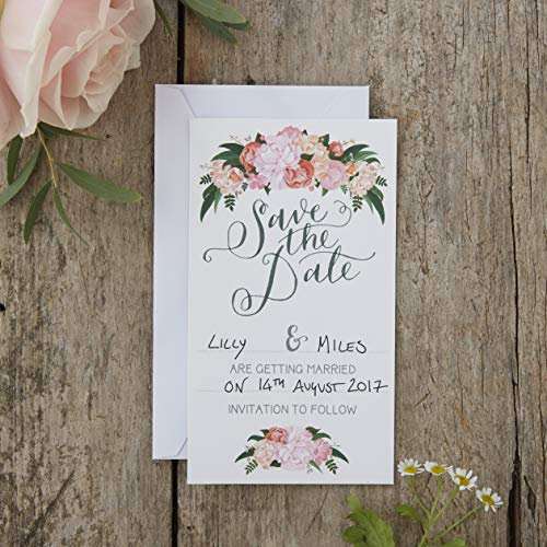 Ginger Ray BH-704 Floral Save The Date Cards-10 Pack