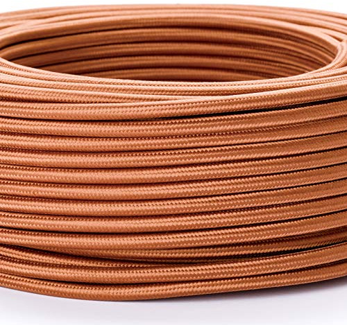 Câble d’alimentation textile - gaine extérieure en plastique - 1 m - 3 fils - 3 x 0,75 mm² - Avec conducteur de terre - Accessoire de lampe (1 m, marron)