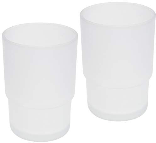 bremermann Bad-Serie Piazza & Lucente - Ersatz Glasbecher 2er Set für Becherhalter & Doppelbecherhalter, aus satiniertem Glas