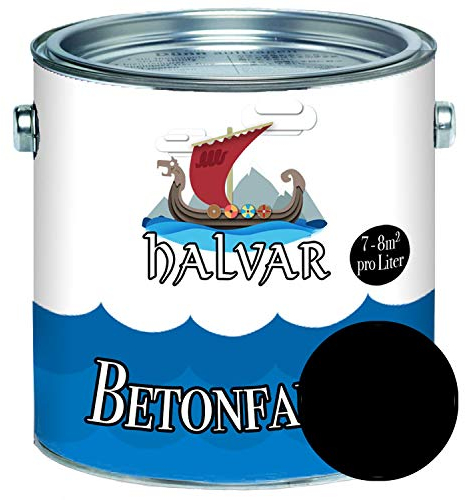 Halvar Betonfarbe/Bodenbeschichtung SEIDENMATT Weiß/Grau/Schwarz RAL 9001-9018 Fassadenfarbe (10 L, RAL 9005 Schwarz)