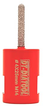 DT-DIATOOL Diamant Mörser Hackbohrer für Ziegelgelenke Stein Mauerwerk Granit Durchmesser 4x25mm, M14 Gewindefräser-Bit
