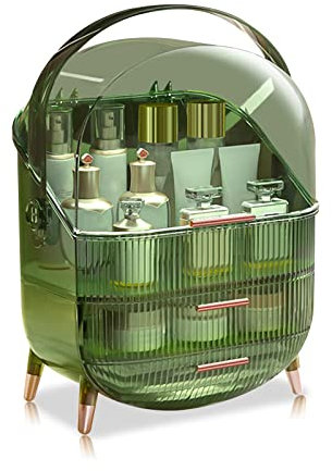 Ergocar Tragbare Retro Serie Multifunktions Make Up Fall Staubdichte Kosmetik Aufbewahrungsbox Hautpflege Produkte Schmuck Organizer Finishing Box Badezimmer Desktop - Retro Grün