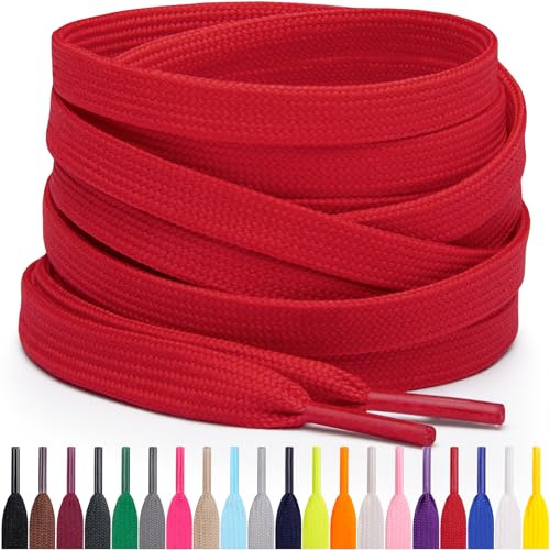 Miscly Lacci Piatti per Scarpe Sportive, Disponibili in Varie Lunghezze e Colori (Rosso, 114 cm)