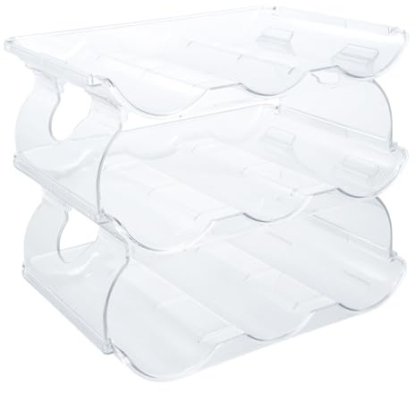 Granvoo Portabottiglie Vino Plastica Impilabile, Portabottiglie Acqua Frigorifero, Porta Bottiglia Vino, Organizzatore Cucina Armadio, Organizzatore Bottiglia per Cucina Armadietti, Fino a 9 Bottiglie