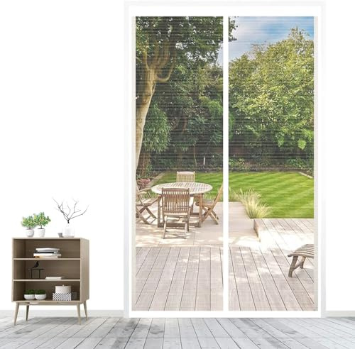 XHBJSH Mosquitera Puerta Magnetica 90x220cm Cortina Mosquiteras Magnética para Puertas, Cierre Automático Malla Ultrafina Cortina Protección Contra Insectos para Estudio Dormitorio Balcón- Blanco-A