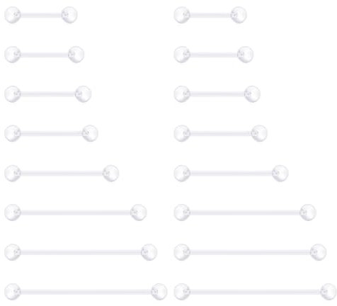 Rajnard Zungenpiercing Kunststoff 12/14/16/18/25/32/35/38mm Klar Bioflex Zunge Piercing Schmuck Brustwarzenstäbe 14g Flexibler Gerader Barbell