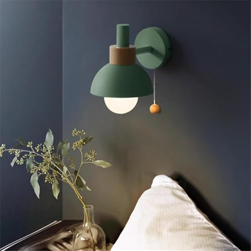 GZZBMY Macaron Wandleuchte mit Kette Schalter LED Eisen Wandlampe Moderne Wandlampen Kreative Innenbereich Wandlichter Schlafzimmer Nachttisch Wohnzimmer Arbeitszimmer Kinderzimmer (Grün)