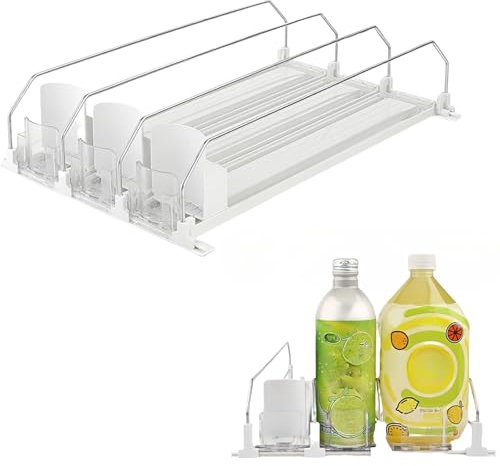 Zykphao Fridge Can Dispenser, Automatic Can Dispenser for Fridge, Soda Beer Can Organizer for Fridge Pantry, Fridge Organisers Adjustable Width for Storage and Organization (3 Rows)