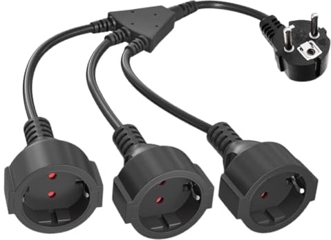 Doppelstecker für Steckdose: Verlängerungskabel 3 Fach Schuko Steckdosen Steckdosenadapter, IP44 Wasserdicht Stromkabel Verlängerung, Bis 250V/16A,Doppelstecker für Zuhause,Büro (3 Steckdosen)