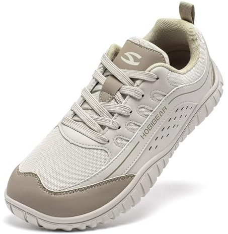 HOBIBEAR Zero Drop Barefoot Shoes|Trail Running Sneakers for Women Men|Wide Toe Box Fashion Walking Shoes(Sandy, Women 8.5/Men 7.5)