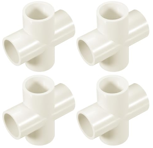 QUARKZMAN 4 Pz Raccordo PVC Croce 4 Vie PVC 1 0.8 Connettori PVC Gomito PVC Raccordi per Tubi PVC Raccordo PVC Giunto PVC Raccordo Angolare PVC per Fai da Te Giardino Bianco