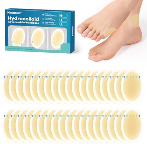 Kimihome Lot de 20 bandages hydrocolloïdes en gel pour pieds, résistants à l'eau et respirants pour la prévention et la récupération