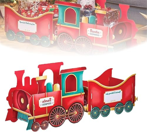 Decoración del Tren de Navidad,Tren De Juguete De Cartón Festivo, Decorat configuración sin Esfuerzo, oficinas caseras Mantel Display (A)