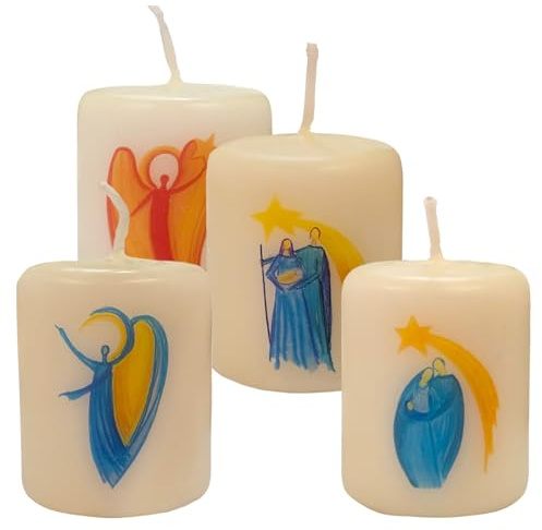 4 pequeñas velas de Adviento – Velas para la corona de Adviento o como pequeño regalo para Navidad 5 x 5,5 cm – directamente de Andrea Zrenner con ángel