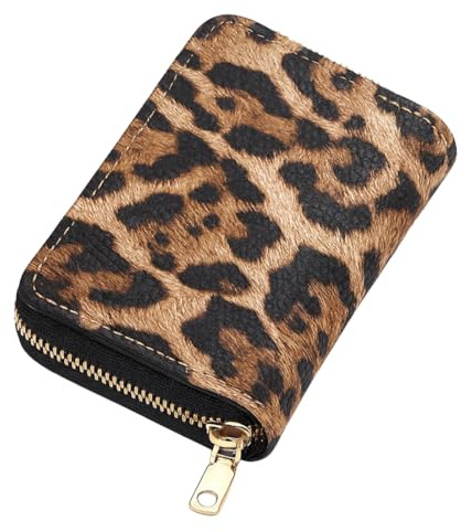 VEOIRXU Damen Geldbeutel Klein mit Vielen Kartenhalter Mini Kurzer Geldbeutel mit Zipper Brieftasche Modischer Leopardenprint Weich Bequem Süß Münzfach Portemonnaie