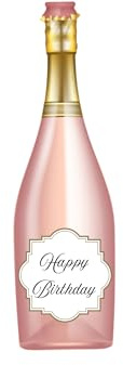 Edible print 7 tall Pink Champagne bottle Cake topper decoration on premium icing paper - Birthday, retirement, Anniversary (Happy Birthday)