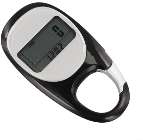 Walking Step Counter 3D Pedometer for Daily Activity Tracking - Precise Digital Sports Monitor with Big Screen - Easy Use Fitness Gadget for Men Women - Belt Clip Necklace - White 8x4cm