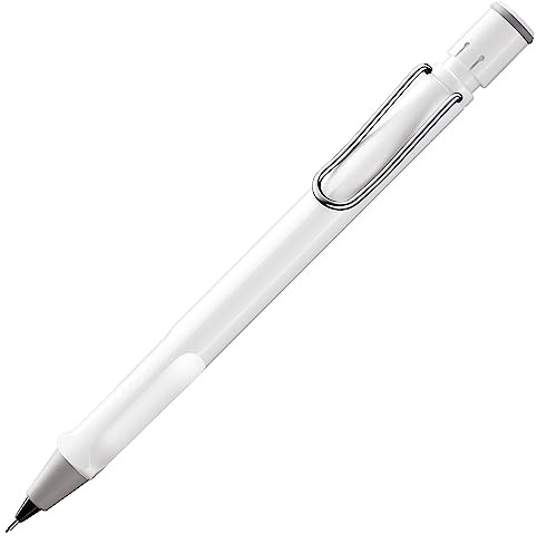 Lamy safari white Druckbleistift - klassicher Minenbleistift mit ergonomischem Griff & Gehäuse aus ASA-Kunststoff - Bleistift mit Feinstrichmine M 41 in Strichbreite 0,5 mm & Radiertip