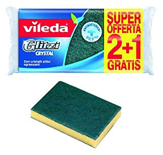 Vileda 139924 Glitzi Crystal Schwamm Pfannen, 2 Stück + 1 Schwamm