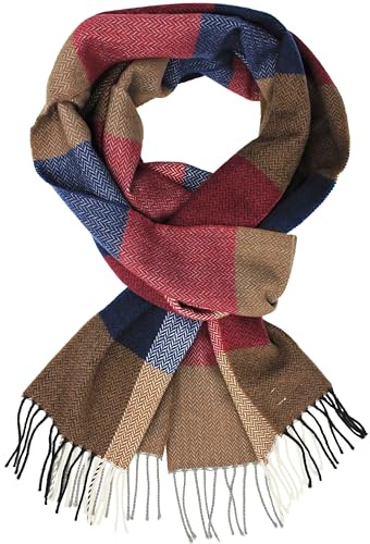 Rotfuchs® Webschal Herrenschal Winterschal Warm & weich Wolle Fischgrat & Karo mehrfarbig Made in Germany