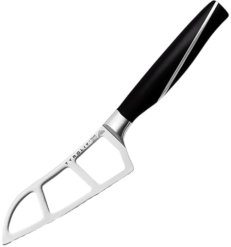Tyrolit LIFE Käsemesser mit Micro-Wellenschliff und Aussparungen - extrem scharfes Profi Küchenmesser mit einer 10cm, mehrfach eisgehärteten Edelstahlklinge (56 HRC) - Made in Tirol