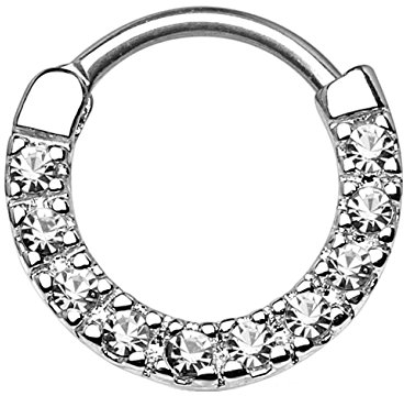beyoutifulthings Piercing-Ring ZIRKONIA-Reihe Universal-Piercing Brust Nippel Nase Septum Ohr Click-Verschluss Edelstahl Silber Clear 1,2mm 8mm
