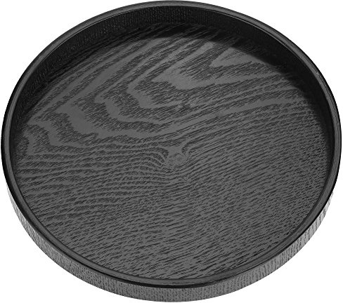 Bandeja Redonda de Madera Maciza para Servir té, café, Aperitivos, Comidas, Bandeja para Servir de Madera Antideslizante, Servidor de Comida para té con Bordes elevados (21 cm)