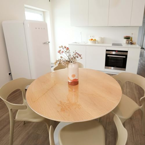 Profolio Tischfolie Rund & Transparent mit abgeschrägter V-Kante - Klare Hochglanz Tischdecke als Tischschutz - Glasklare 2mm Folie für Ihren Tisch - Durchmesser 50 cm