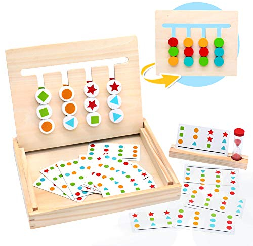 Montessori Spielzeug ab 3 Jahre Spielzeug ab 3 4 Jahre Schiebepuzzle Doppelseitige Puzzle Logikspiele Sortierspiel Brettspiele Denkspiele mit Sanduhr Geschenke für 3 4 5 6 Jahre Mädchen Junge