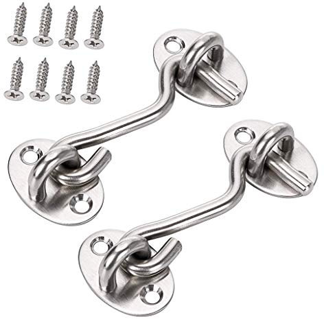 2 Stück Edelstahl Kabinenhaken Helter Locking Türschloss Sturmhaken für Türen Garagentor Fenster Silber