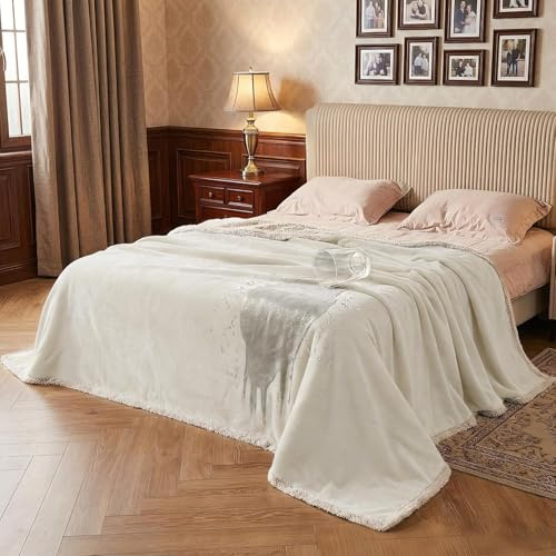 Catalonia Classy Vattentät sängöverdrag, extra stor soffa, tvättbar filt, sängfilt, 203 x 152 cm, varm sherpa-fleecefilt, 203 x 152 cm