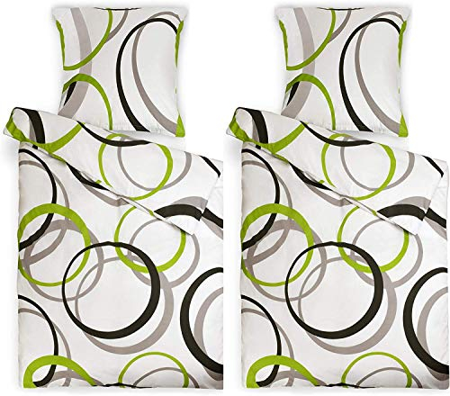 Beautissu Renforcé Bettwäsche 135x200 cm 2er Set Nina – Bettwäscheset 4teilig 100% Baumwoll Bettwäsche mit Reißverschluss - Ganzjahresbettwäsche Set 2X Bettdecken Bezüge & 2X Kissenbezüge 80x80 cm
