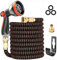 Expandable Garden Hose Pipe 75FT, Upgraded 3-Layer Latex No-Kink Flexible Water Hose, 3/4&1/2 Metal Connectors, 10 Function Spray Nozzle, Hose for Gardening, Washing & Cleaning