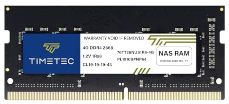 Timetec DDR4-2666 4GB ersättning för Synology D4NESO-2666-4G Ingen ECC, obuffrad SODIMM (kompatibel med RS820RP +, RS820 +, DS920 +, DS720 +, DS420 +, DS220 +)