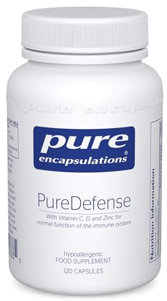 Pure Encapsulations PureDefense, Vitamin C, D and Zinc, 120 Capsules | Immune Support Formula, Vitamin C, D & Zinc with Elderberry Extract, Quercetin & NAC, Hypoallergenic
