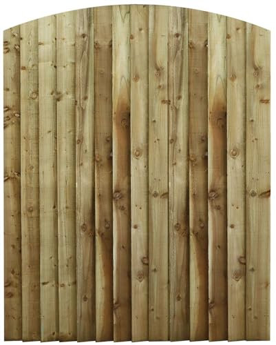 Bespoke Garden Gate 6ft Feather Edge Arch Top Semi-Braced Pedestrian Treated Gate for Natural Outdoor Footpath Walkway Entry MAX 180cm High x MAX 135cm Wide