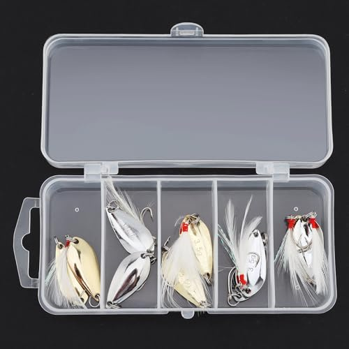 Origlam 10pcs Fishing Cebo Scoop, Metal Cast Fishing Scoop, Hard Metal Rotary cebo PerCaliente Duro Cebo Salmón PerCaliente Trout