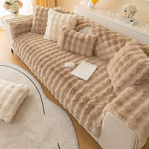 Hufu Kaninchen Plüsch Sofa Überzug L Form, Funny Fuzzy Sofabezug, Winter Sofa Cover Sofa Auflage, Antirutsch Super Weiche Couchüberzug Ecksofa U-Form 1 2 3 4 Sitzer