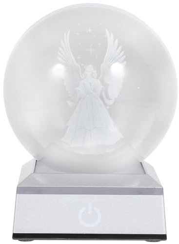 Veemoon Luz De Noche De Bola De Cristal 3D Con Base Led Lámpara De Bola De Cristal De Ángel De Cristal Lámpara De Vidrio De Escritorio Regalos De Cumpleaños De Año Nuevo Decoración De
